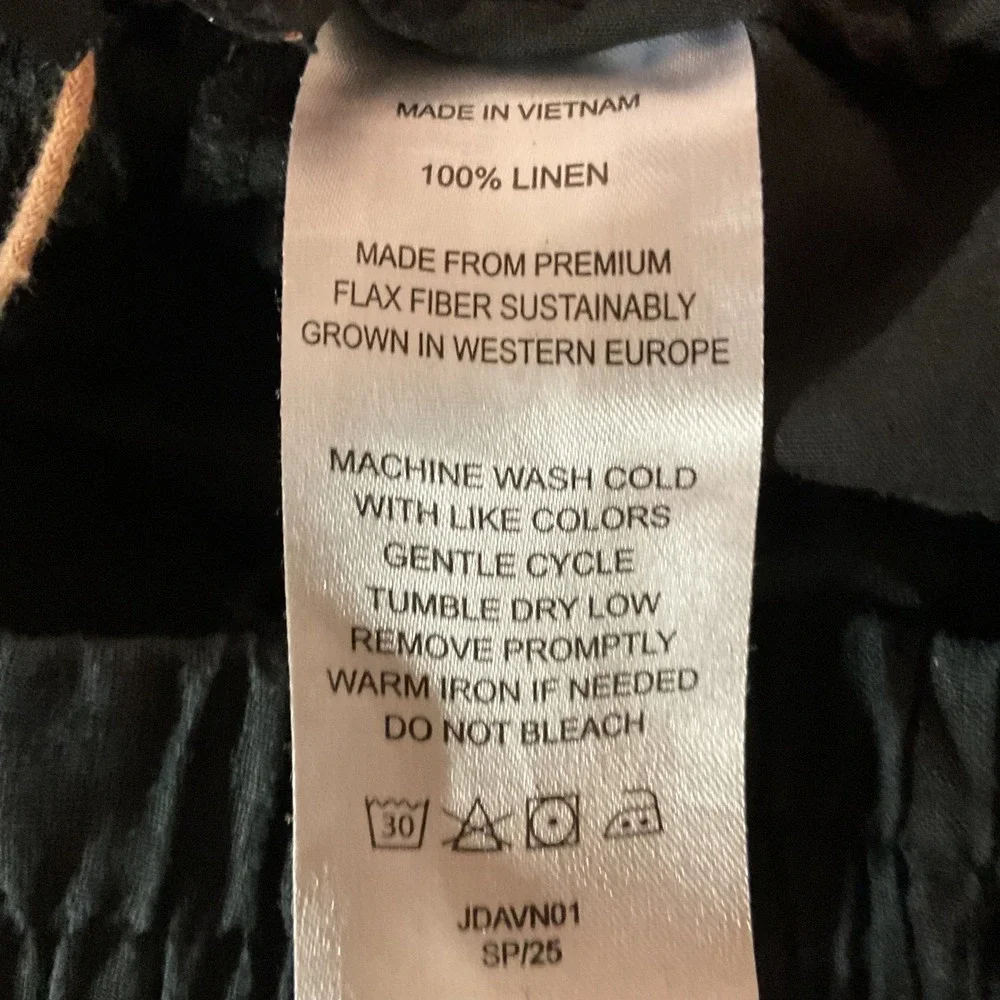 Quince‎ Women's 100% European Linen Wide Leg Relaxed Fit Pants Black Size Small